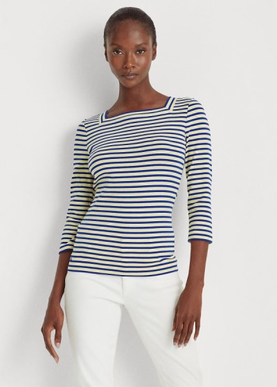 Women's Ralph Lauren Striped Cotton-Blend Tops | 578940YGZ